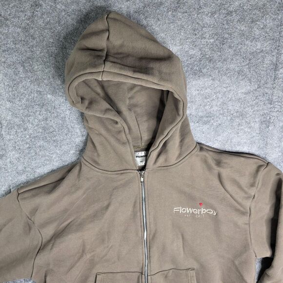 Flowerboy‎ Project Hoodie Mens Large Full Zip Embroidered Heart Streetwear - Picture 2 of 9